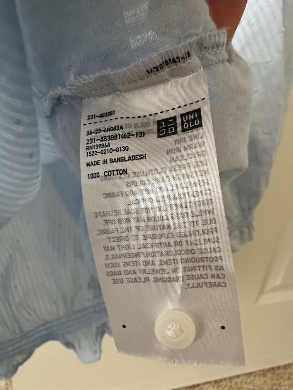 Uniqlo Light Blue Ruffle Button-Front Blouse - Picture 7 of 8